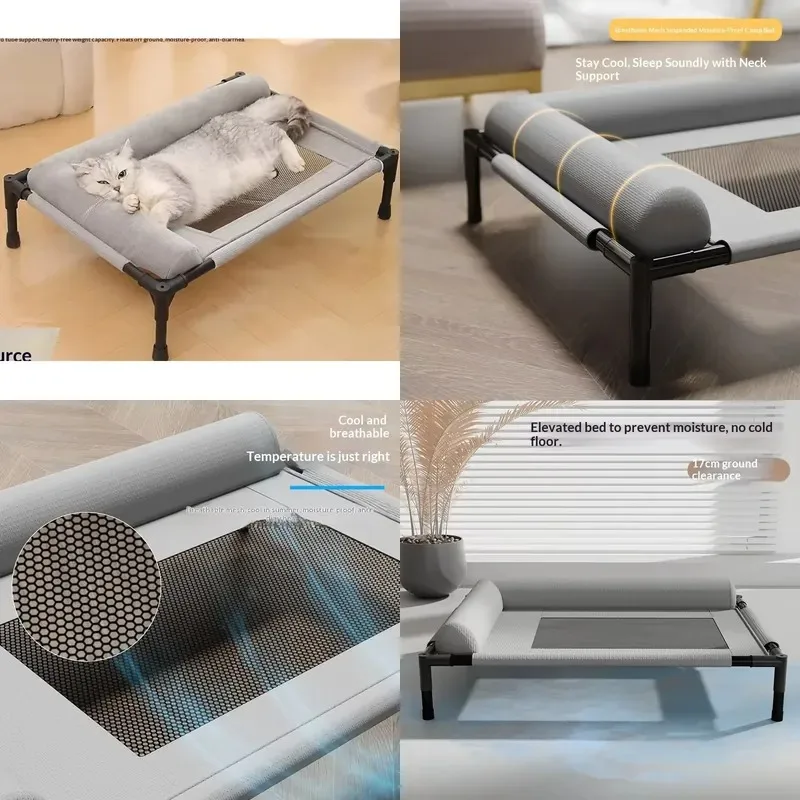Wholesale Rectangular Elevated Cat Dog Bed All Season Breathable Moisture Proof Cooling Indoor Pet Bed With High Pillow Pad