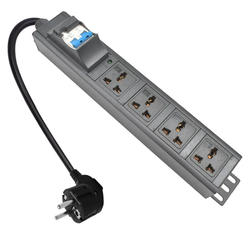 

1.5U PDU Power Strip 4 Unit 10A universal socket Network Cabinet Rack 2M extension cord 16A 4000W Aluminium Alloy Socket