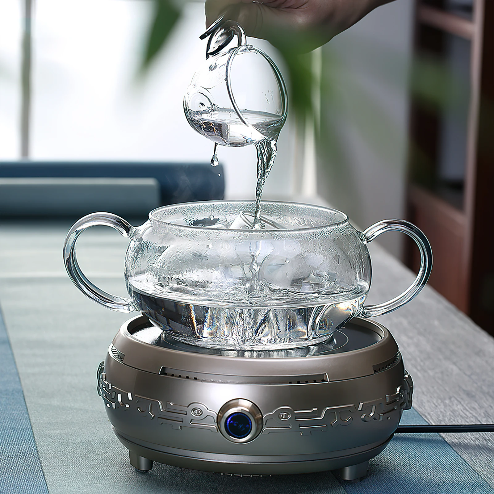 

Glass Stew Pot with Lid Heat Resistant Kitchen Cookware for Soup Noodle Cooking Multi Functional Household Stewing Pot