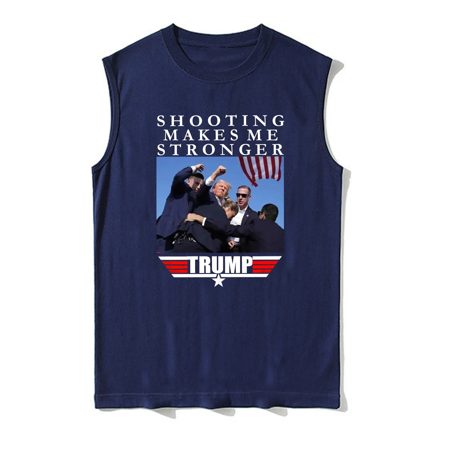 Shooting Makes Me Stronger - 2024 Election Rally Trump Get Shot Tank Top 100% Cotton O-Neck Vests Casual Mens Sleeveless T-shirt