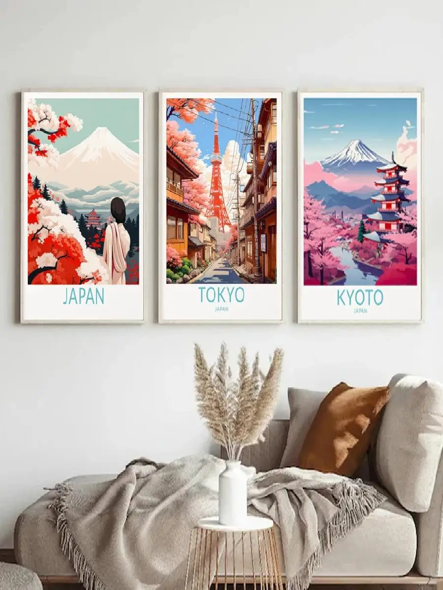 Asian Travel Landscape Wall Art  Japanese Tokyo India Thailand Island Poster Canvas Painting for Home Decor Room Decoration Gift