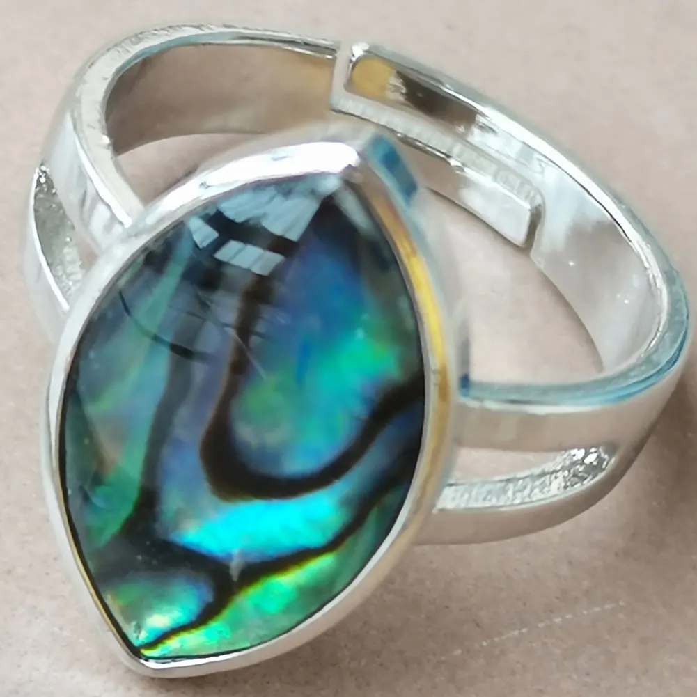 Fashion Jewelry New Zealand Abalone Shell Art bead Ring WFH937