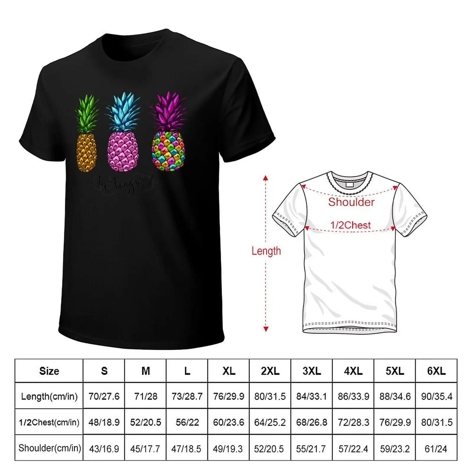 three multicolored pineapples, lettering awesome T-Shirt customs design your own vintage t shirts new edition Men's t shirts