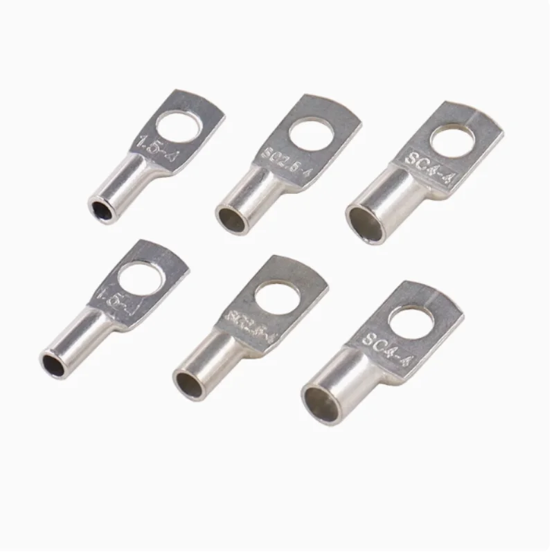 50pcs Tinned Copper Cable lugs Battery Terminals SC4/6/10/16/25-4/5/6/8/10 Bolt Hole