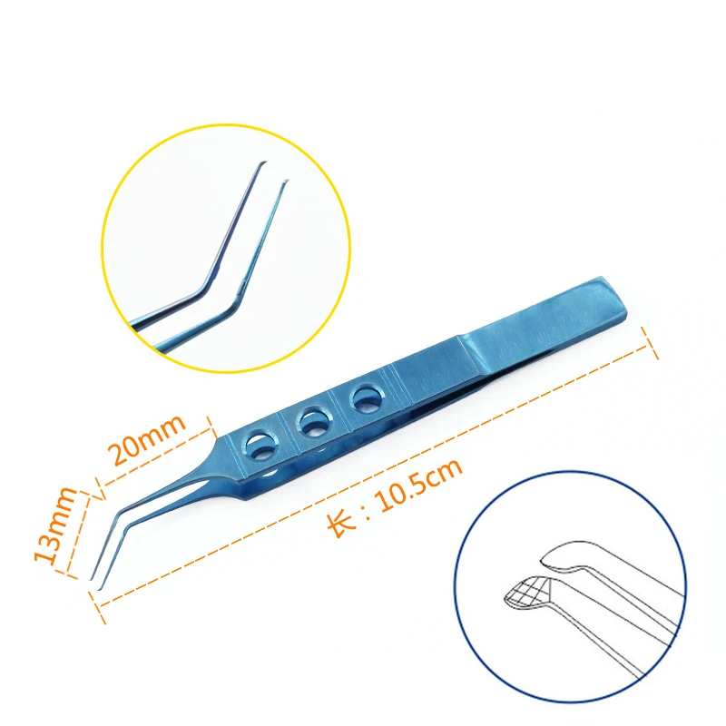 Pinzas de acero inoxidable para oftálmico, herramienta ocular oftálmica, estilo Utrata, Capsulorhexis, 85Mm, Forcep