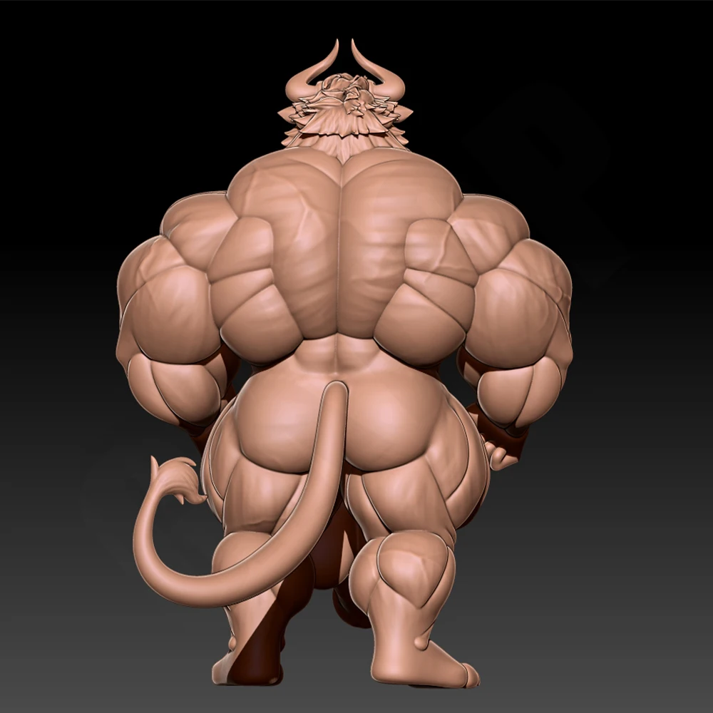 Hunky Fitness Muscle Bull 1/24 Scale Resin Figure Model Kit Diorama Unassembled Unpainted Doll 3D Printing DIY Statue Crafts Toy