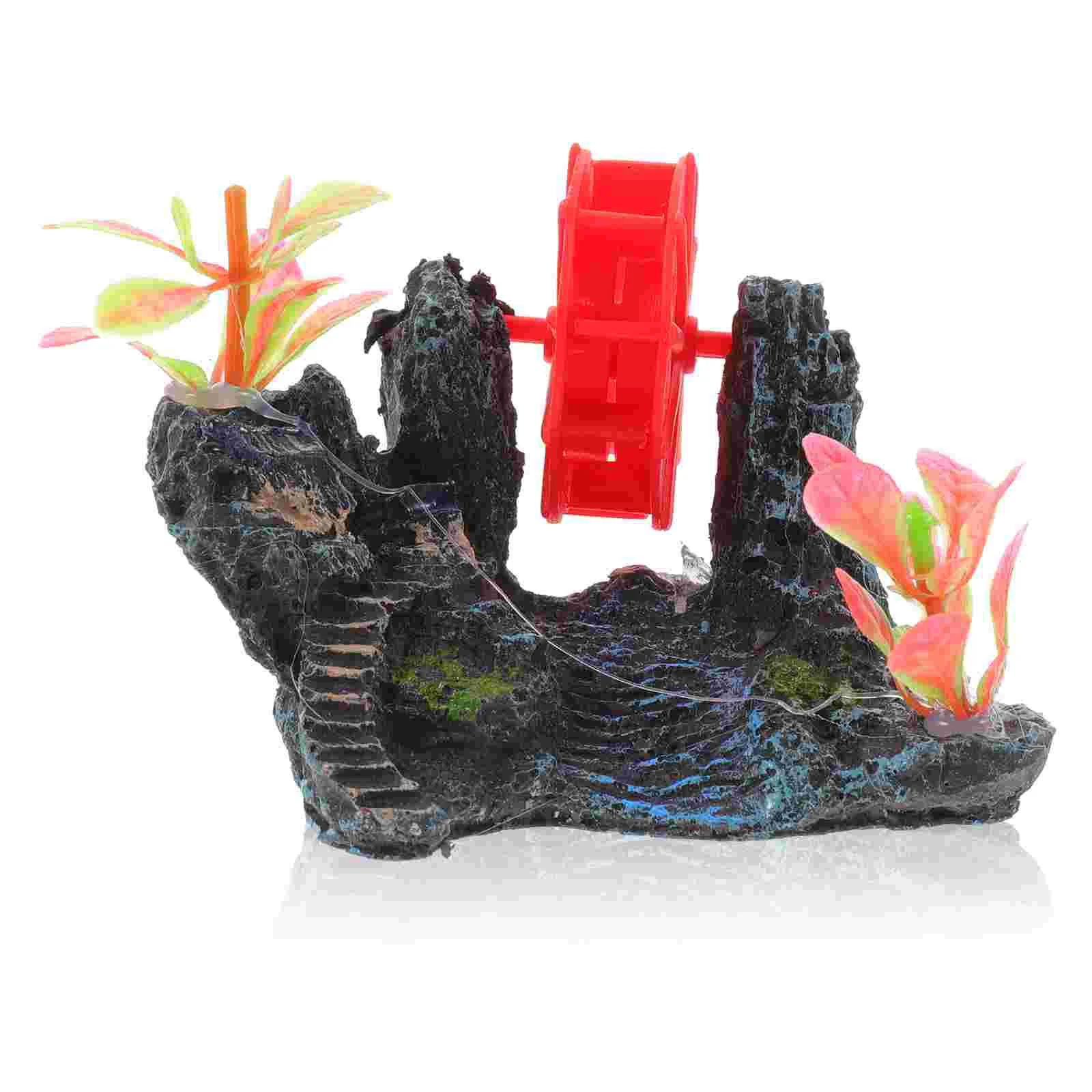 Rockery Aquarium Simulation Mountain for Fish Tank Windmill Adornment Resin Decorations