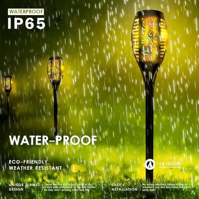 1/2/4 12LEDTorch Solar Landscape Lights Outdoor Decorative Lights for Garden Terrace Courtyard Automatic Switch IP65 Waterproof