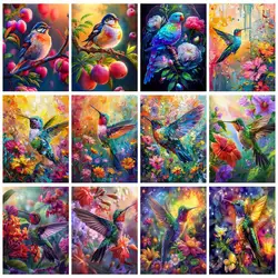 PhotoCustom Painting By Numbers Little Bird On The Tree For Adult Coloring By Numbers With Frame On Canvas Animal Picture Unique