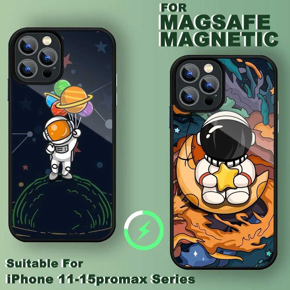 Fashion Cute Space Astronauts Phone Case For iPhone 15 14 13 11 12 Pro Max 14 Plus 15 Pro Max For Magsafe Phone Cover