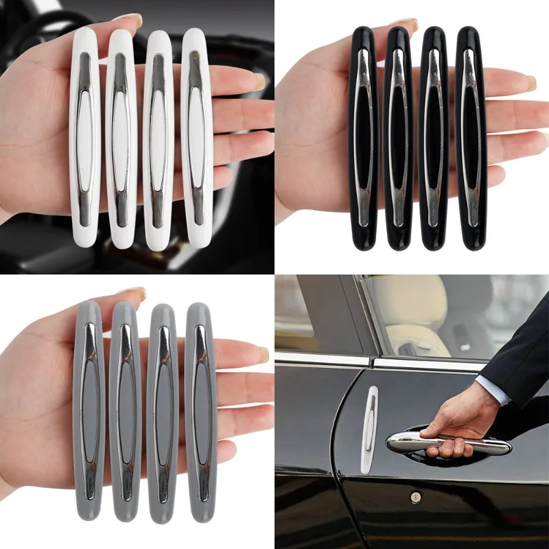 4pcs Car Door Anti-collision Strip Universal Automatic Body Edge Bumper Anti-scratch Protectors ABS Self-adhesive Car Sticker