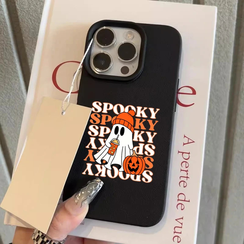 Niedliche Halloween-Handyhülle mit Geister- und Kürbismuster für iPhone 18 17 16 15 Plus 14 13 12 11 Pro Max 16e 17e X XR XS Air Soft Cover