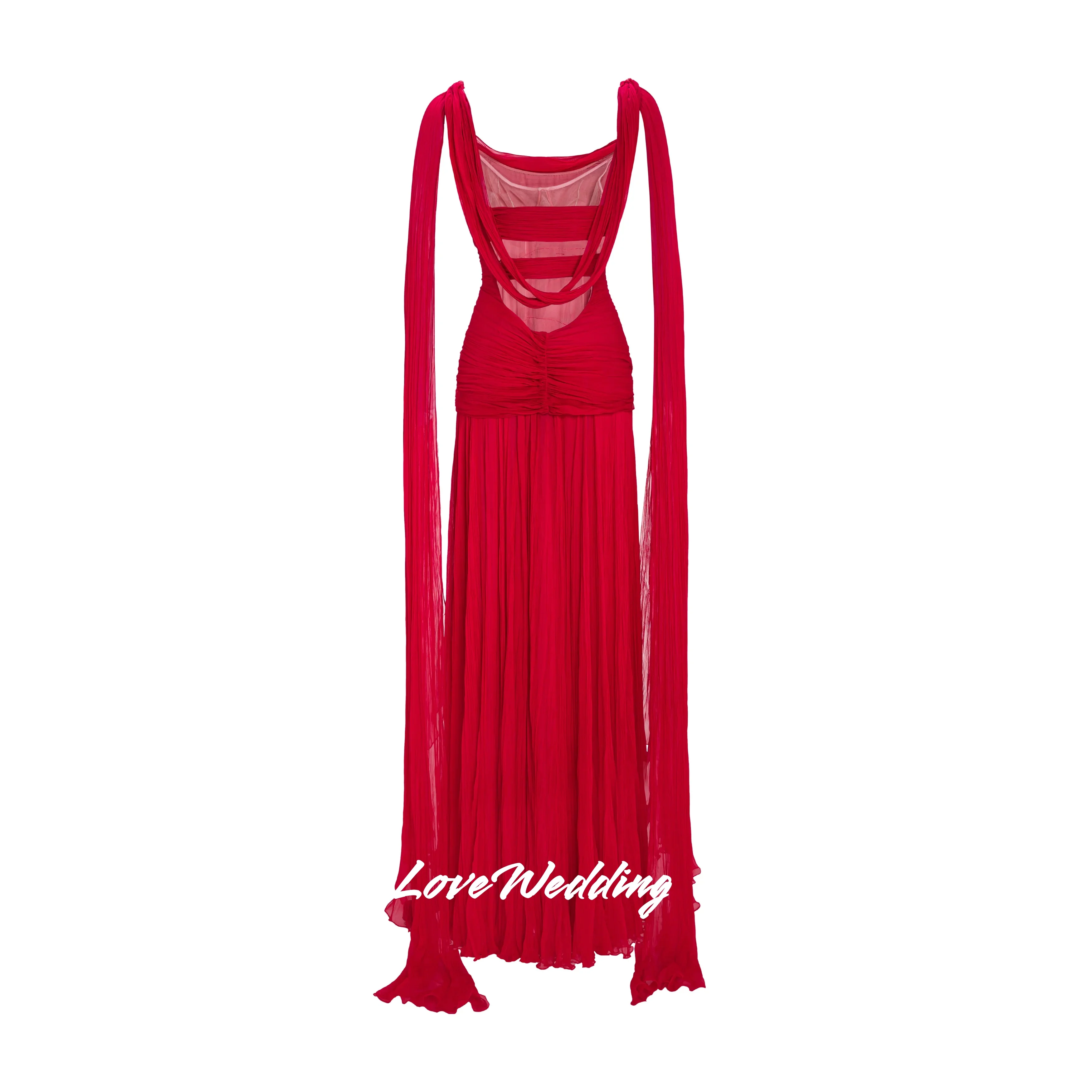 Rotes Abendkleid mit Spaghettiträgern 2023, rückenfrei, ärmellos, A-Linie, geteiltes Ballkleid, bodenlang, mit Falten, Partykleider, individuell gestaltet