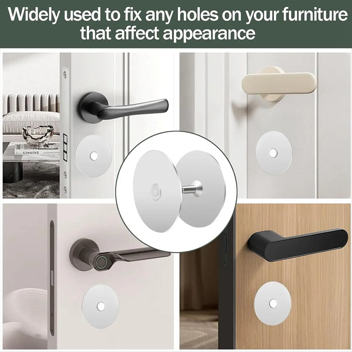 ABJY 2 Set Door Hole Cover Plate,2-5/8 Inch Diameter Round Deadbolt Cover Plate,Door Knob Hole Cover Plate Silver
