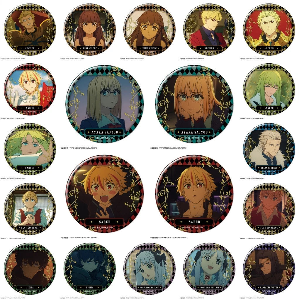 58mm Game Fate strange Fake Ayaka Sajyou Saber Tine Chelc Archer Cosplay COSTUME Badge Pin SPTE Tinplate Brooch Prop Gilf﻿