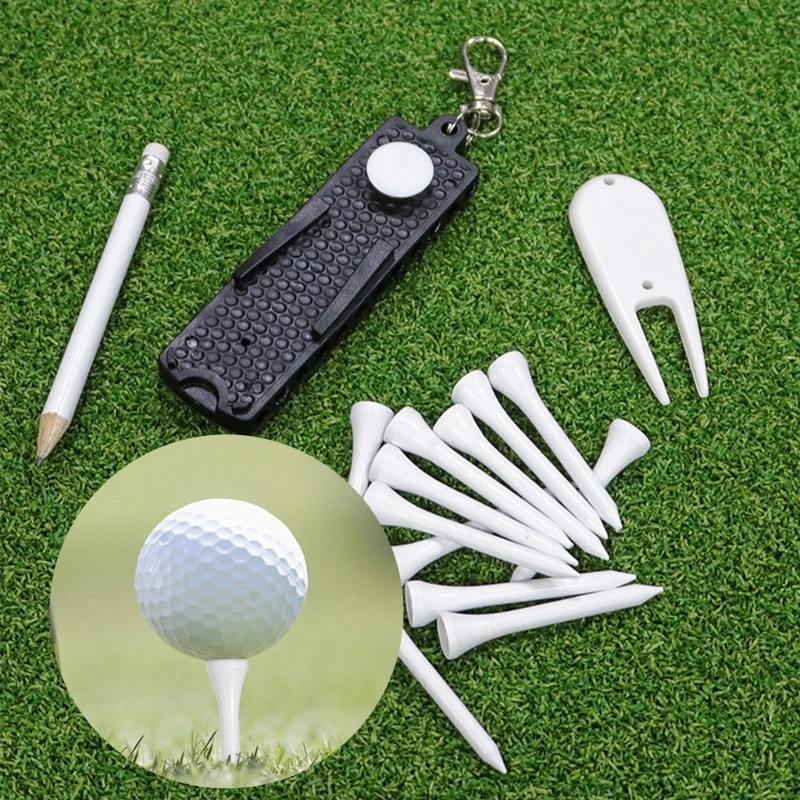 Portable Golf Tees Holder Carriers With Golf Tees,Golf Divot Repair Tool,Pencil