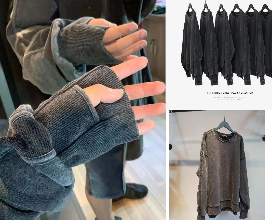 

Новинка 2024: Трендовая толстовка-худи в стиле High Street Sle Ninja Sve Design Waed Vintage Split Loop M с круглым вырезом, свободного кроя