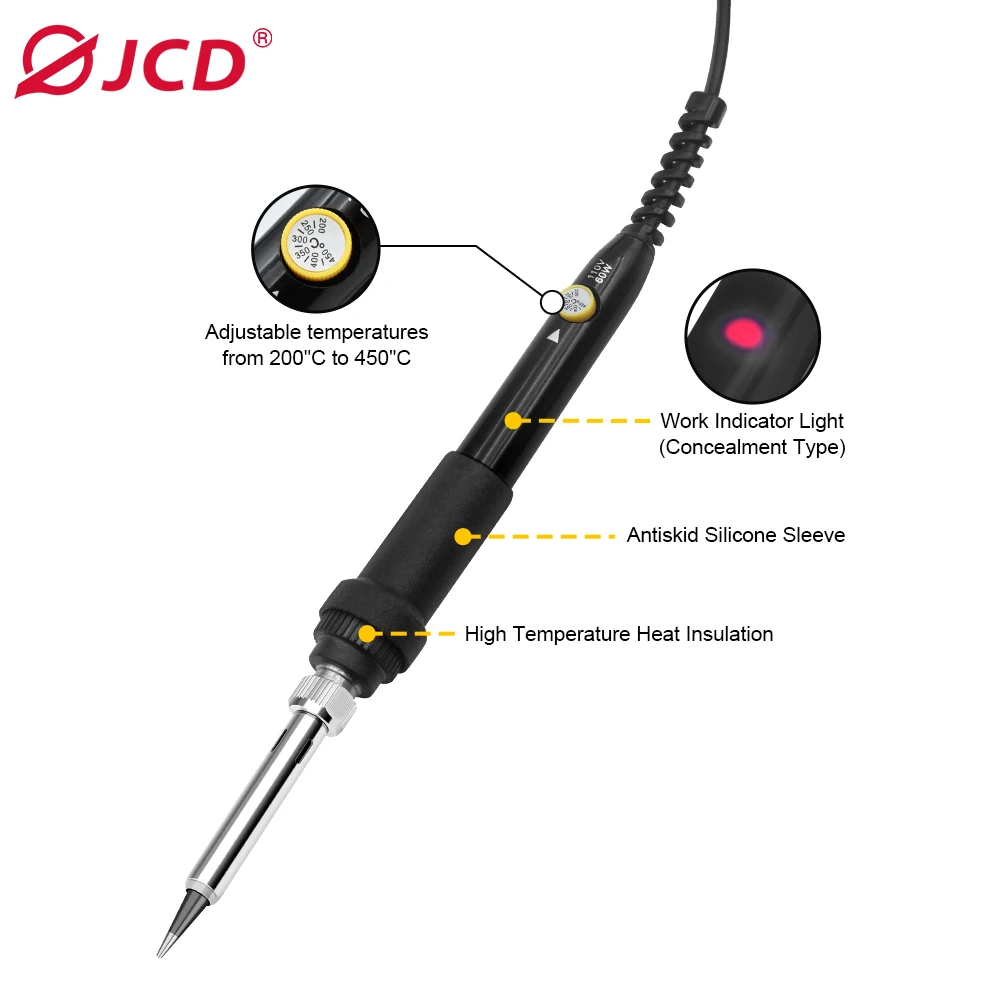 JCD Electric Soldering Iron Adjustable Temperature Digital Display Electronic Welding Repair Tools With Solder Tin Iron Tips 908