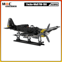High-tech Technology Airplane Building Block Wulf FW-190 Fighter DIY Assembly Model Plane Collection Set Bricks Toys Kid Gift
