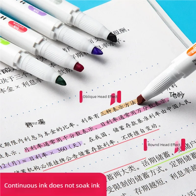 10pcs Pale Colors Dual-Tip Highlighters,Fluorescence Marking Pen for Emphasizing Key Points Double Point Makers Pen