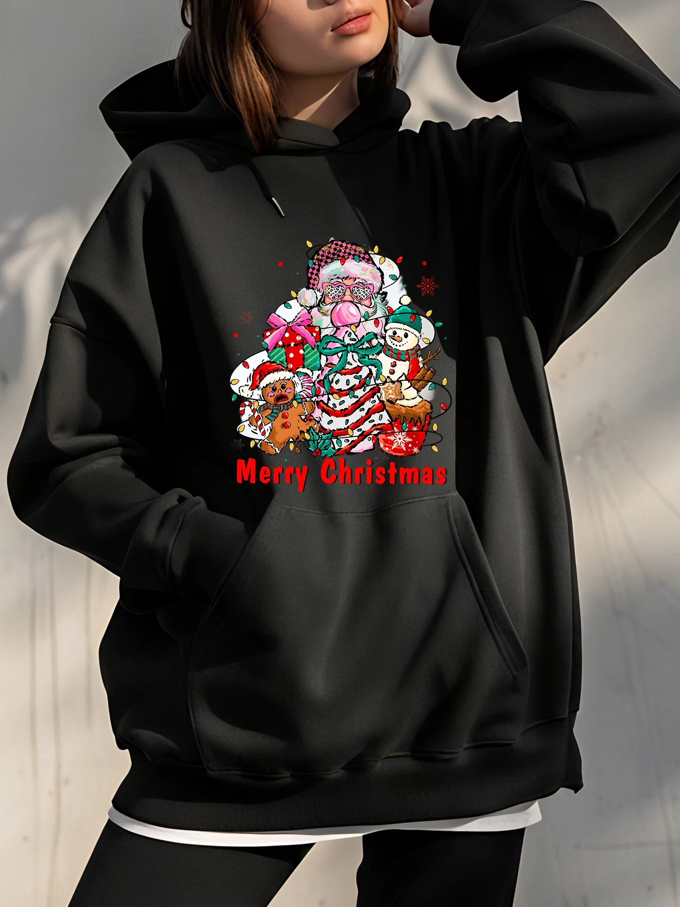 

Christmas Hoodie Christmas Tree Print Women's Casual Winter Sweatshirt Female Holiday Fashion Sweater for Girls and Women
