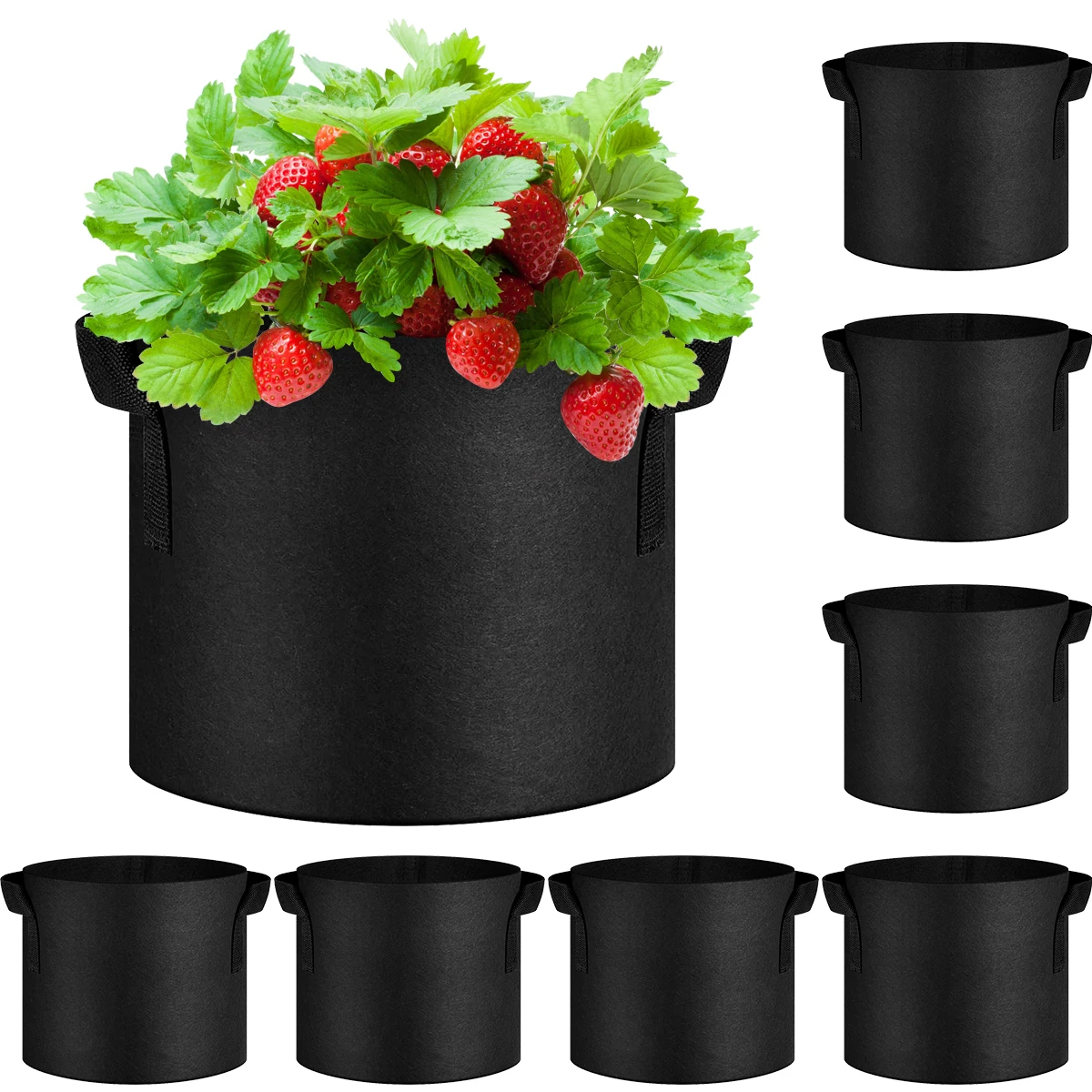 

8-Pack 10 Gallon Thickened Non-Woven Grow Bags, Aeration Fabric Pots with Handles