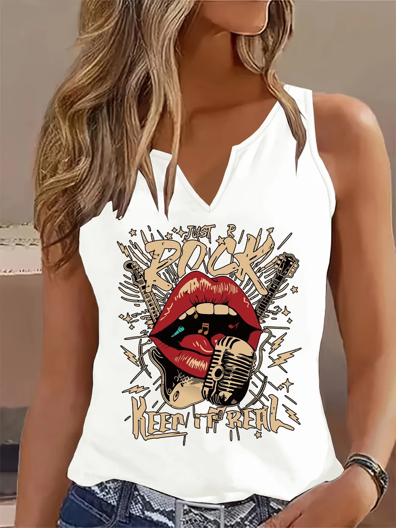 Streetwear Hip Hop Rock Punk Sleeveless Tank Top T-shirt V Neck Vest T Shirts Women Tee Shirt V-Neck Gothic Tops Summer