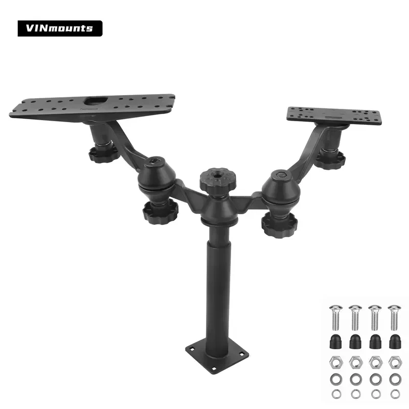 Aluminium Dual Mount Telescopic Column Dual Display Holder Saltwater Marine Use