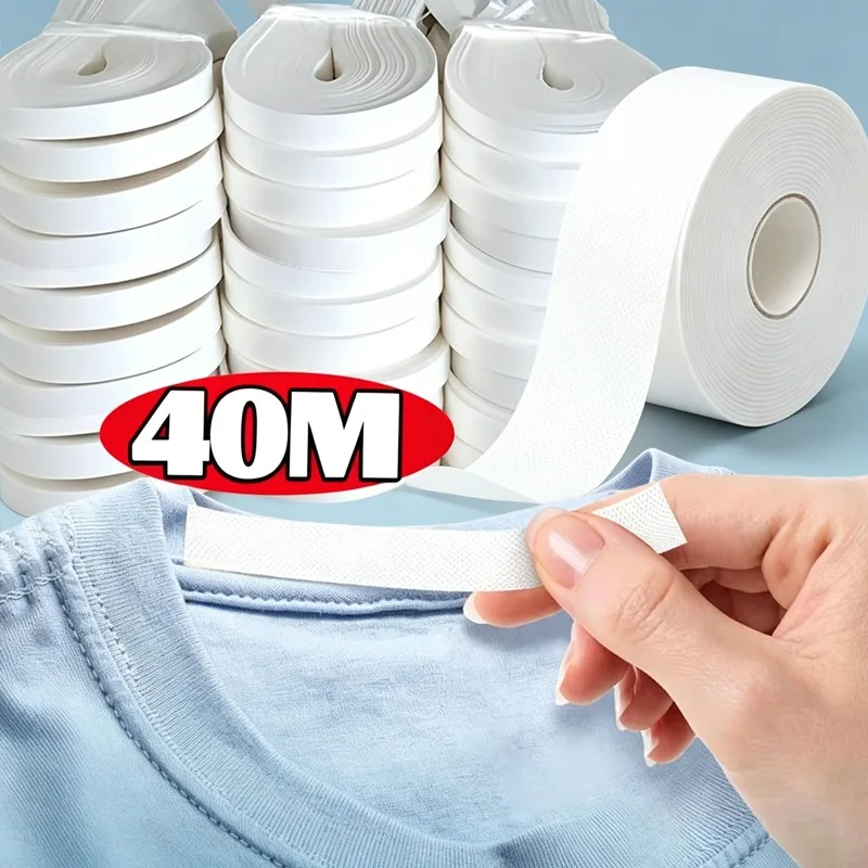 8/40M Disposable Collar Protector Sticker Hat Shirt Anti Dirty Grime Self Adhesive Fixing Tape Rolled Sweat Absorbent Breathable