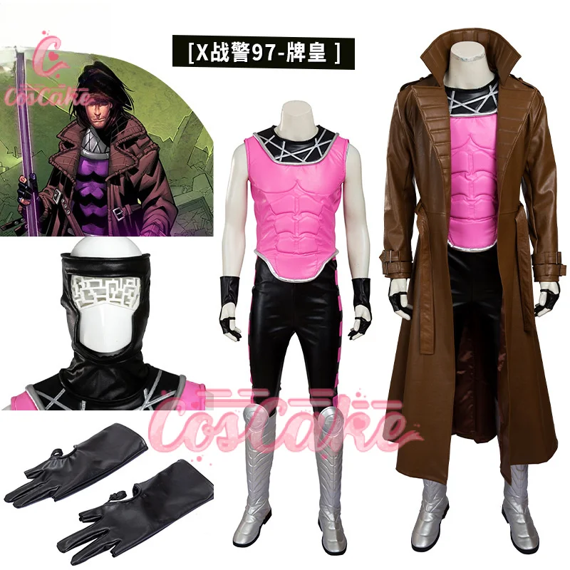 Disguise gatbit cosplay costume man leather trench coat full set and individual items are sold custom size Halloween party set