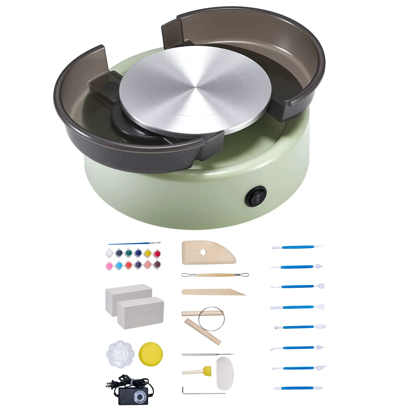 Mini Pottery Wheel, 6 Inch Turntable, Forward and Reverse Rotation, Adjustable Speed, Electric Clay Wheel for Kids and
