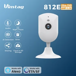 VIMTAG,3.5K,실내 WIFI 카메라 IP,양방향 오디오,Ultra HD IR 야간 투시경,보안 카메라,인간 감지,사이렌,감시 카메라