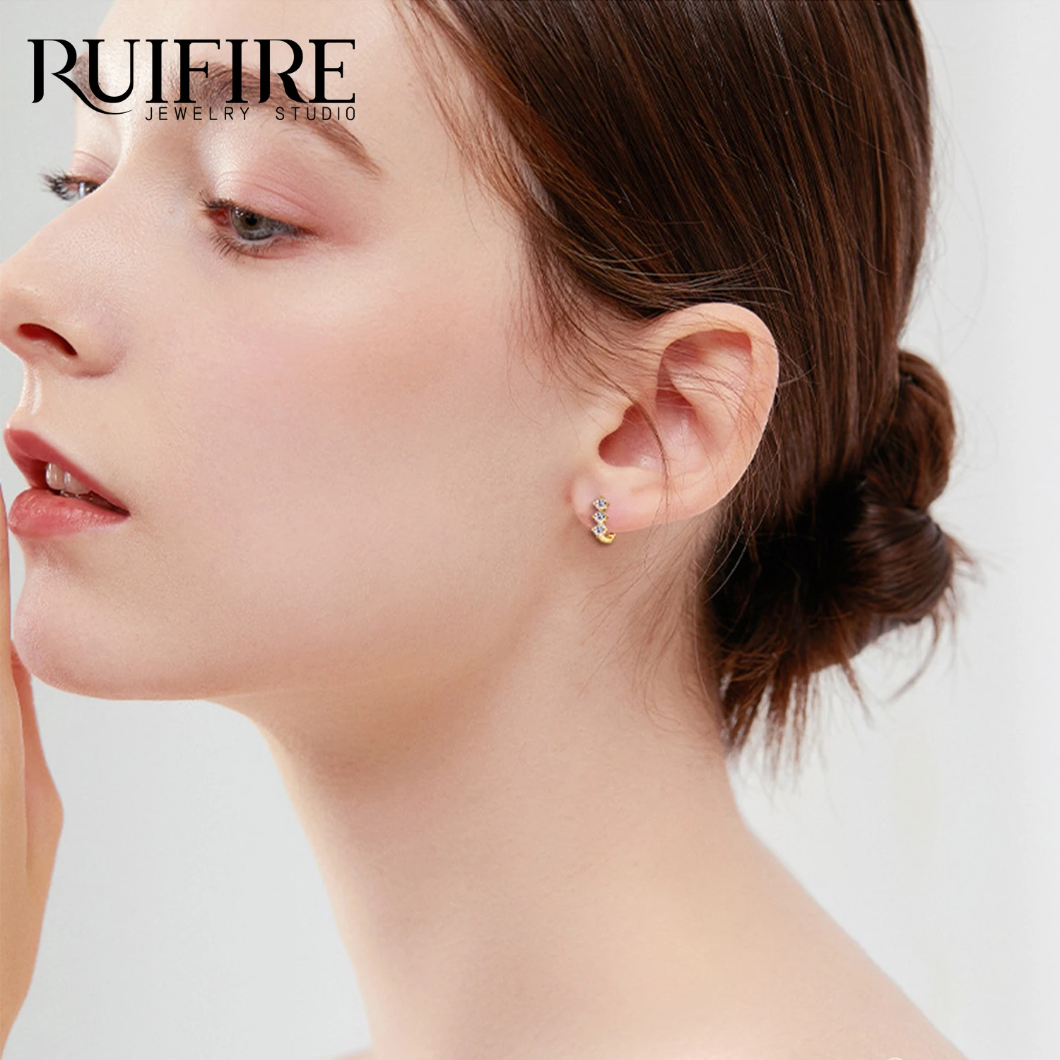 

RUIFIRE Роскошные ювелирные изделия из муассанита, белое золото, стерлинговое серебро 925 пробы, серьги-кольца для женщин, ювелирные изделия для свадебной вечеринки, подарок GAR