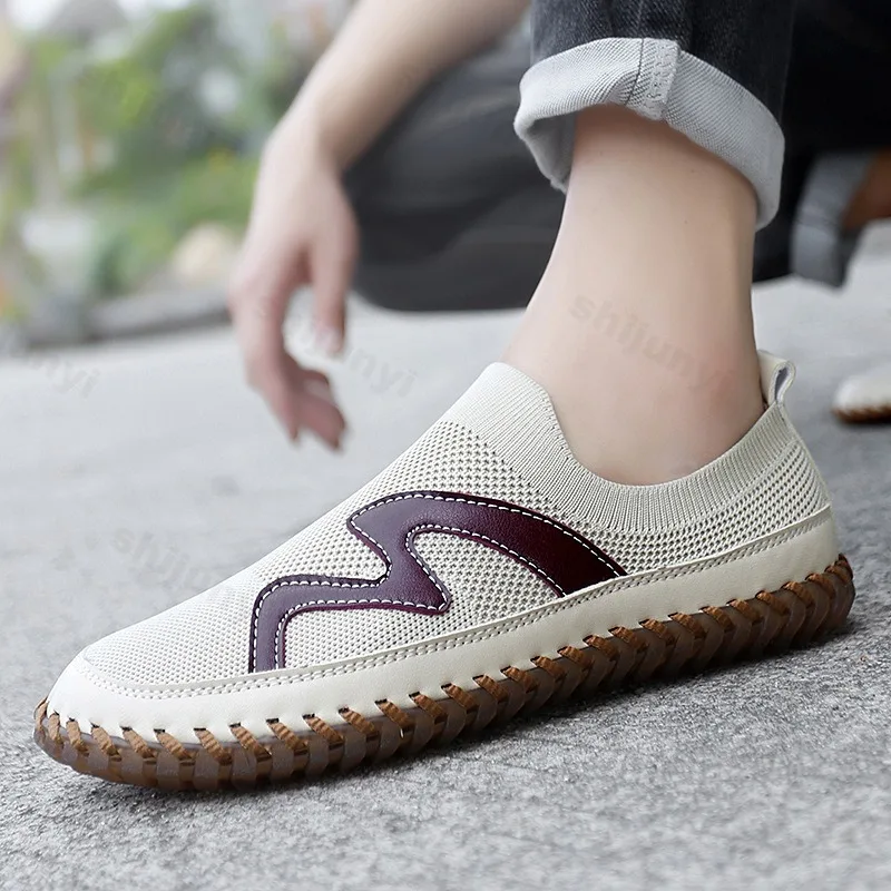 

Men Fly Weave Mesh Shoes 2025 Summer New Breathable Slip on Outdoor Sports Casual Shoes Lightweight Comfortable Soft Sole Flats