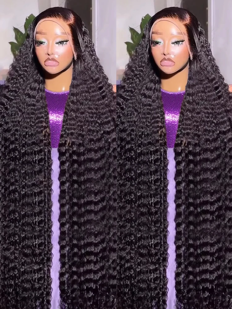 

40 46 дюймов 13x4 13x6 Hd вьющиеся человеческие волосы парики фронта шнурка глубокие волны кружевные фронтальные парики для женщин волнистые кружевные парики плотность 300