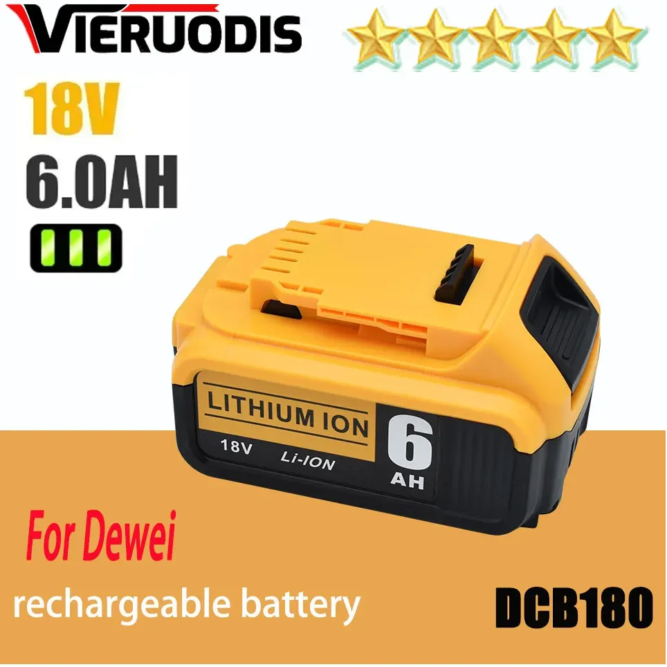 

100% Original For DeWalt 20V 6000mAh Rechargeable Power Tools Battery with LED Li-ion Replacement DCB205 DCB204-2 DCB206