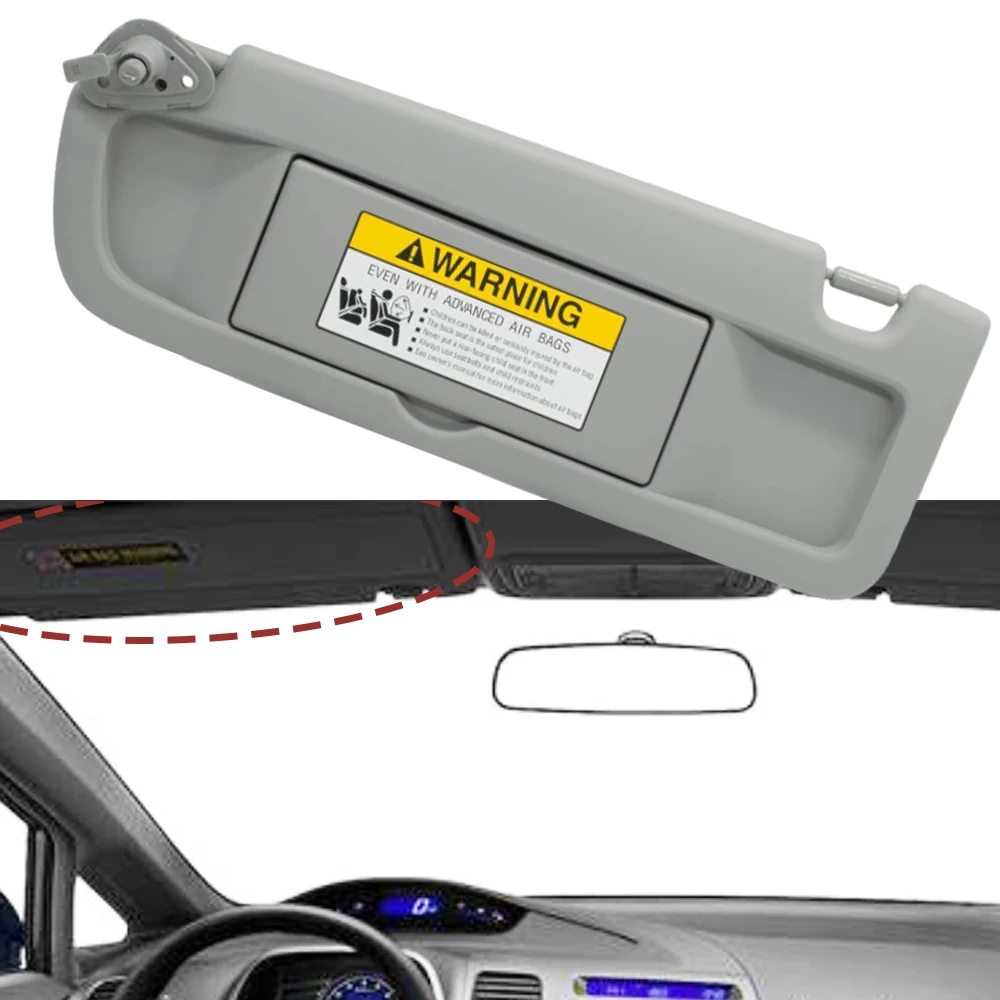 Car Sun Visor with Mirror Beige/Gray for Honda Civic 2006 2007 2008 2009 2010 2011 83280-SNA-A01ZA Left Hand Drive