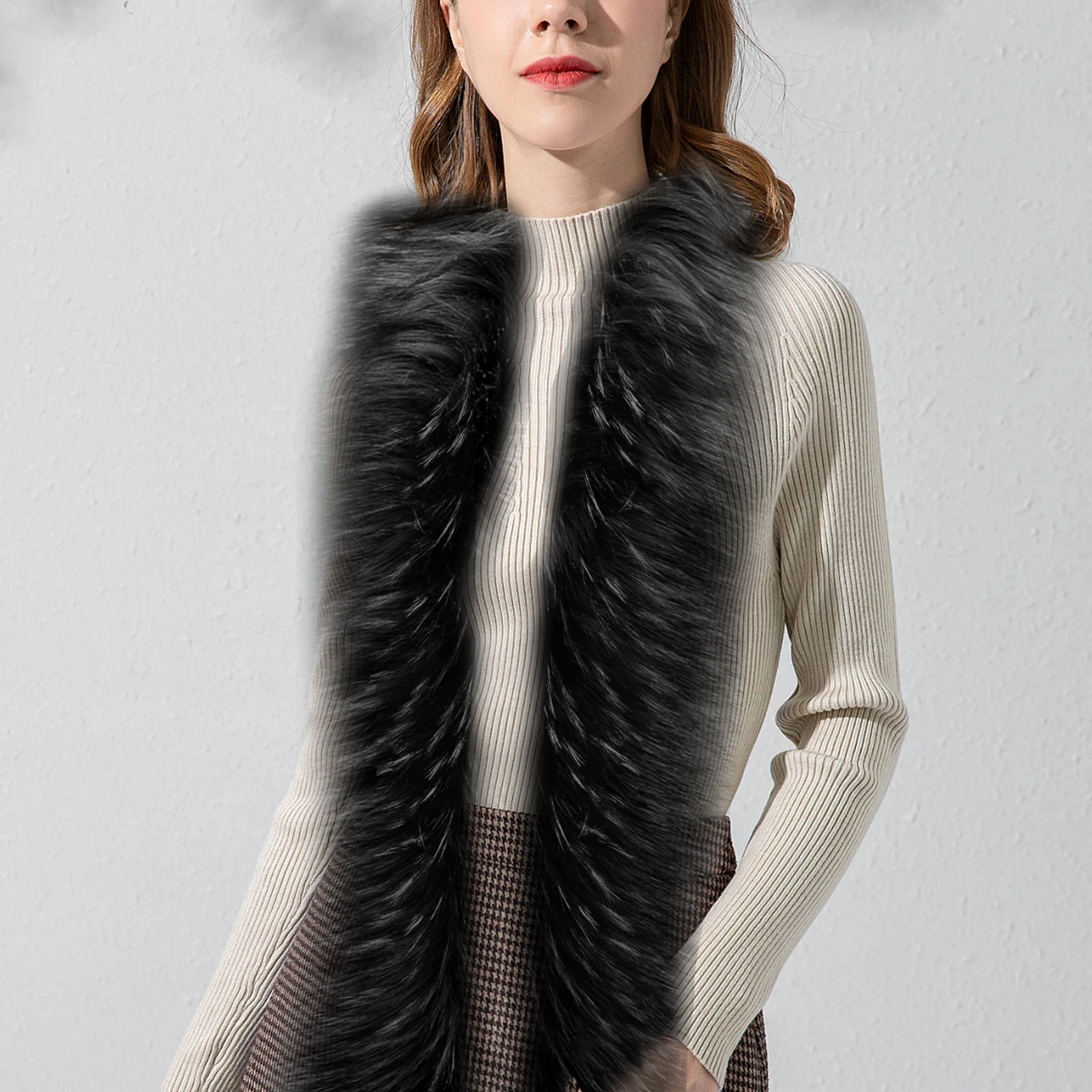 

Faux Shawl Warm Winter Scarf Long Flocked Cotton Wrap Collar Shawl Accessories Women Cozy Soft Elastic Durable DIY