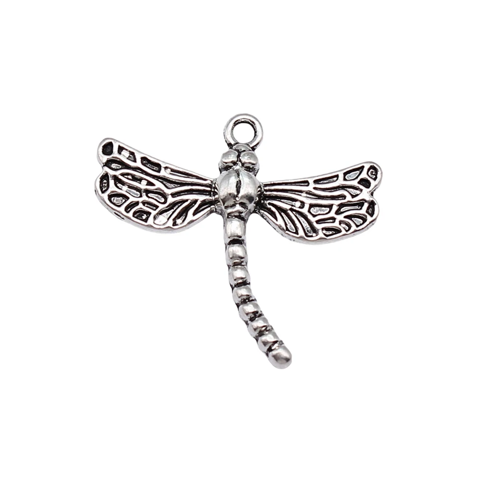 10pcs/lot 27x30mm dragonfly Charms For Jewelry Making Antique Silver Color 1.06x1.18inch