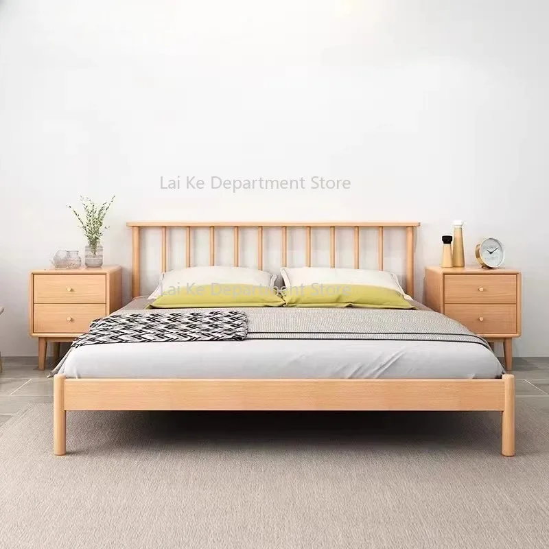 

Solid wood bed 1.8 meters double master bedroom Nordic room modern simple single bed 1.2m 1.5m