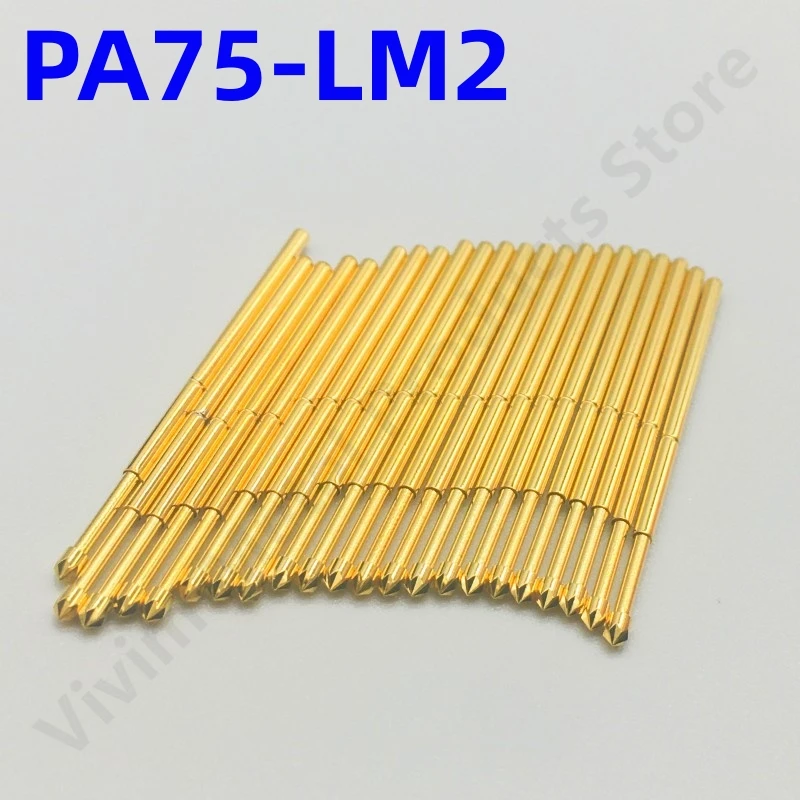 20/100PCS PA75-LM2 Spring Test Probe PA75-LM Test Pin Test Tool 17.0mm Dia1.02mm Gold Needle Tip 1.3mm Pogo Pin P75-LM P75-LM2