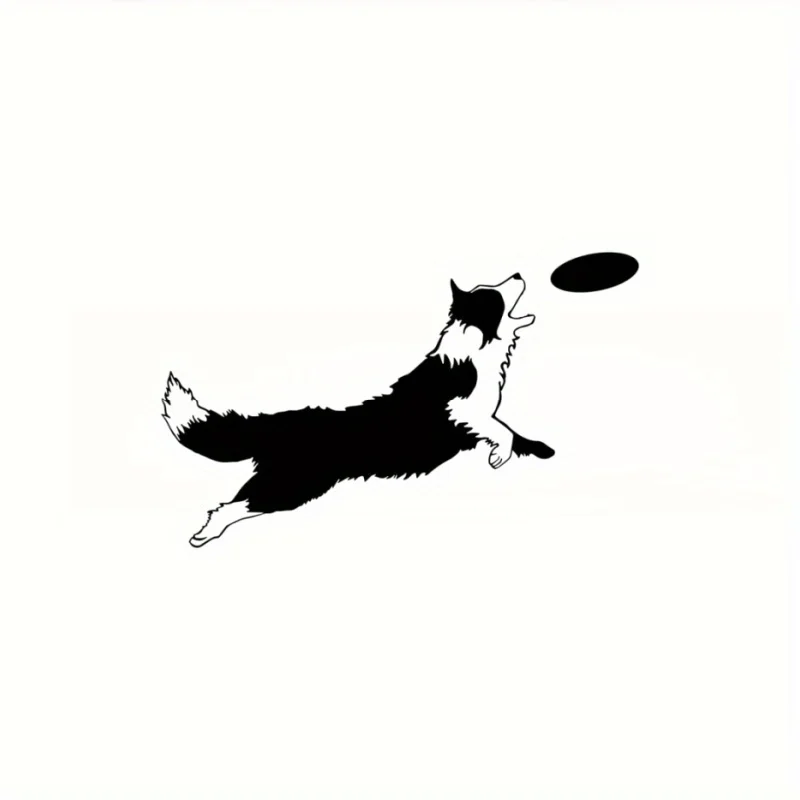 

Border Collie Catching Disc Matte Vinyl Decal, Black 2D Flat Sticker for Vehicles, Laptops, Water Bottles & Walls