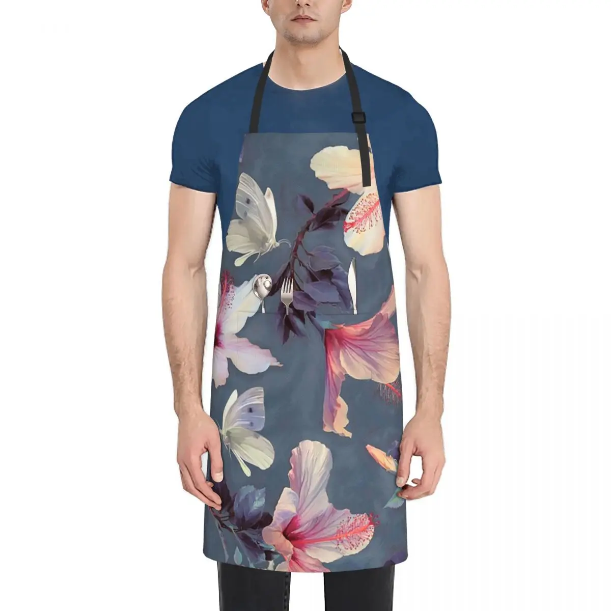 

Фартуки с бабочками и цветами гибискуса, фартуки для шеф-повара, кулинарии, кухни, нагрудник без рукавов, кухонный сарафан для уборки