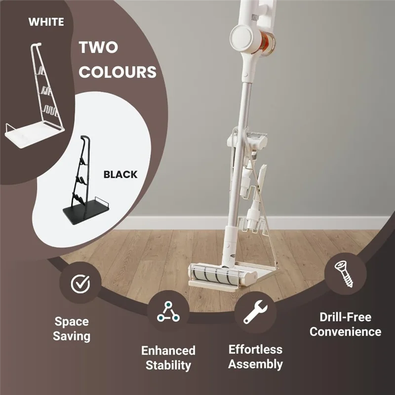 

HRBAJ-Storage Holder Brush Tool Cleaner Parts Brush Shelf Floor Stand Vacuum Cleaner Bracket Holder White