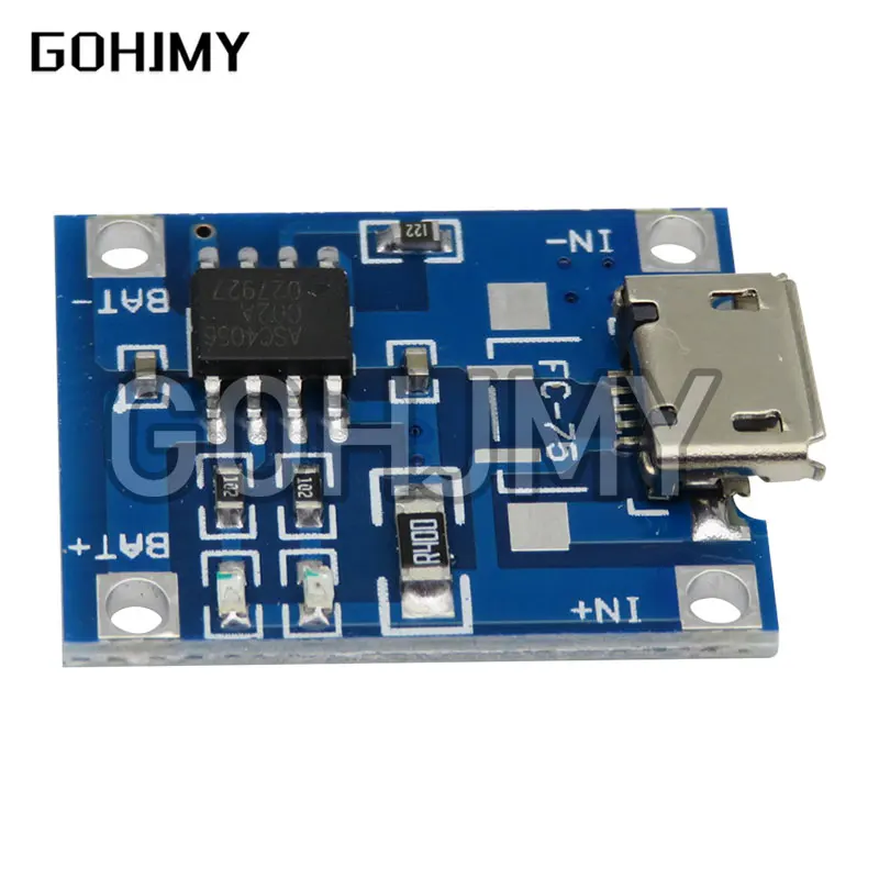 10pcs/lot 5V 1A Micro USB 18650 Lithium Battery Charging Board Charger Module+Protection Dual Functions TP4056