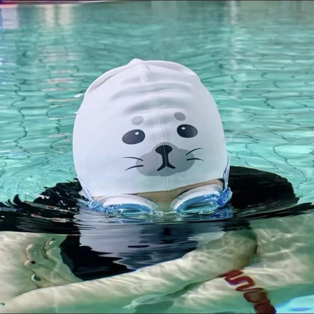 Cute Waterproof Silicone Swim Cap Quick Dry Cartoon Swimming Hat Funny Comfortable Fit Animal Printed Cap Pool Use