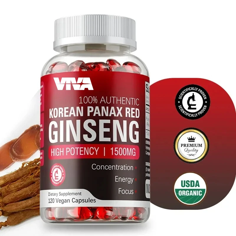 Korean Red Panax Ginseng Supplement - Energy, Memory, Immune System Support, Performance and Mood Supplements