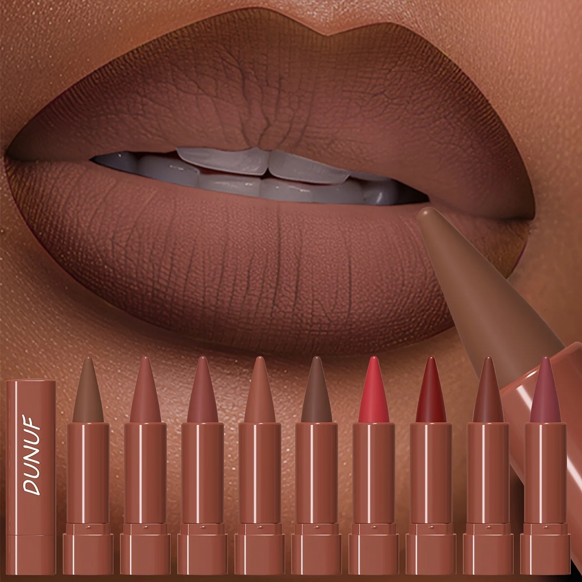 Matter Lipgloss-Lipliner-Lippenstift, 1 Stück wasserdichter Samt, langlebiger Antihaft-Becher, nackte Y2K-Geschenke zum Weihnachten und Valentinstag