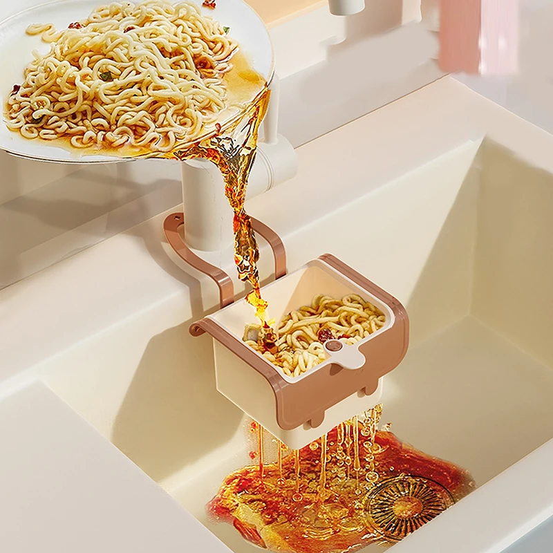 

Durable Push-type Sink Drain Basket Anti-leakage Versatile Kitchen Sink Filter Basket Separate Hanging Bag Grid Racks