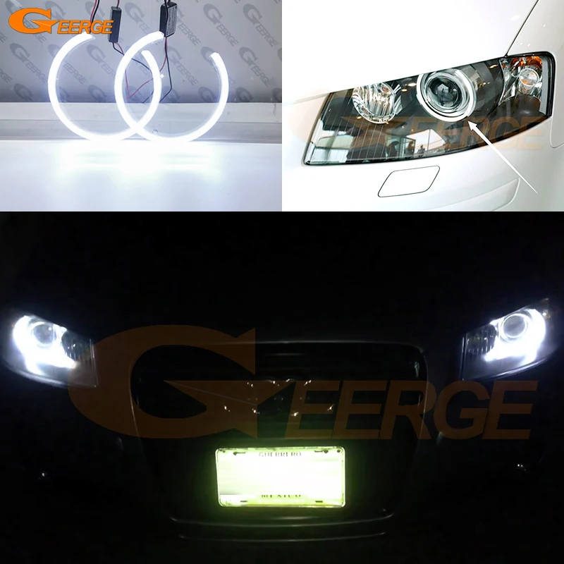 

For Audi A3 8PA A4 S4 RS4 B7 2005 2006 2007 2008 Day Light Ultra Bright COB Led Angel Eyes Kit Halo Rings
